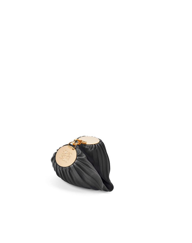 Loewe Small Bracelet pouch in pleated nappa Noir | 7350BDXJV