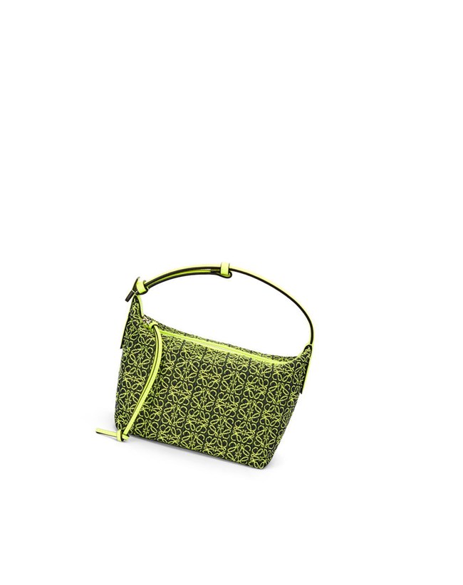 Loewe Small Cubi bag in Anagram jacquard and calfskin Jaune | 7425RVDCE