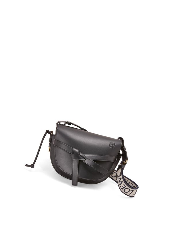 Loewe Small Gate bag in soft calfskin and jacquard Noir | 4830CXOLR