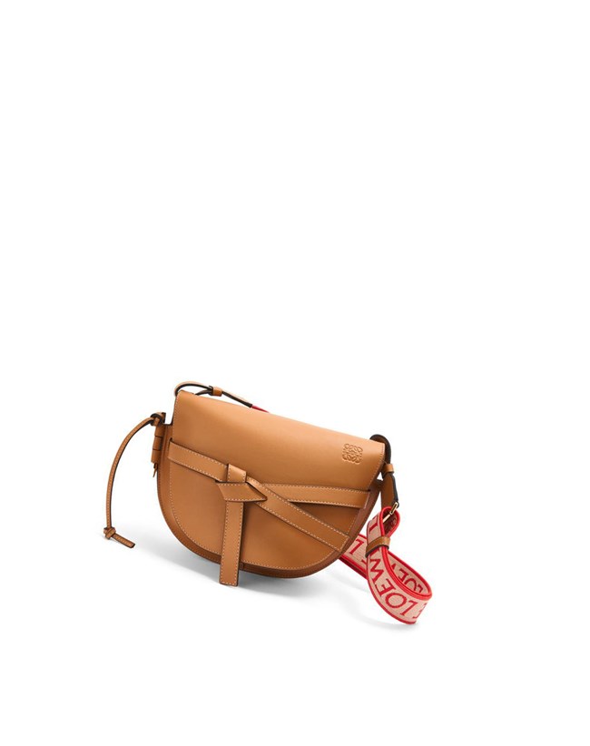 Loewe Small Gate bag in soft calfskin and jacquard Warm Desert | 9045QXNOZ