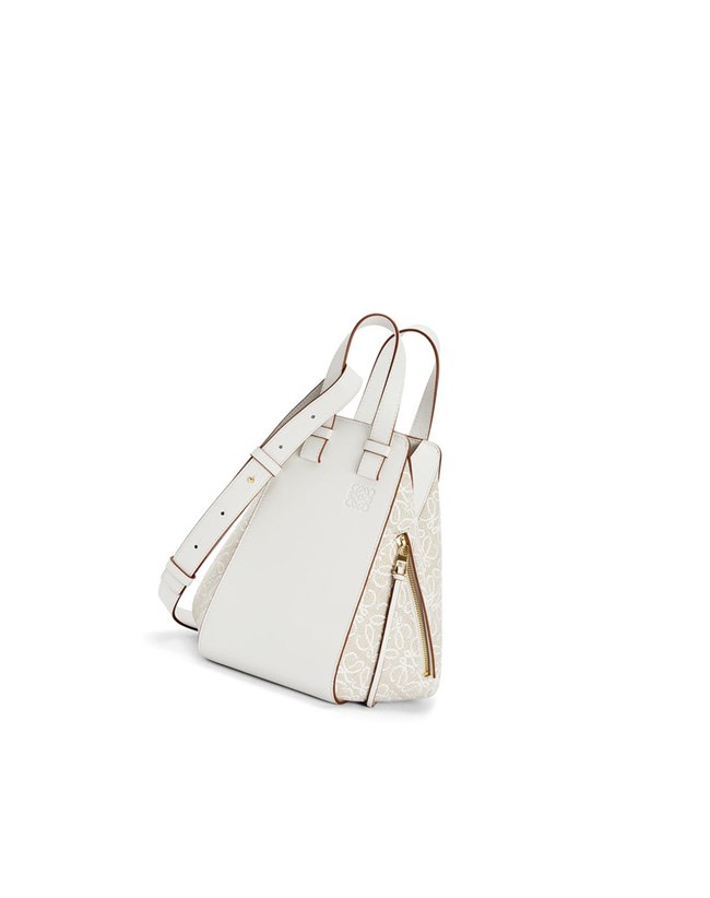 Loewe Small Hammock bag in Anagram jacquard and calfskin Blanche | 2709RTVMK