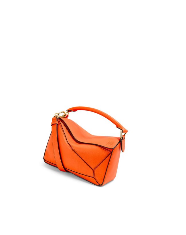 Loewe Small Puzzle bag in classic calfskin Orange | 1235DSLEH