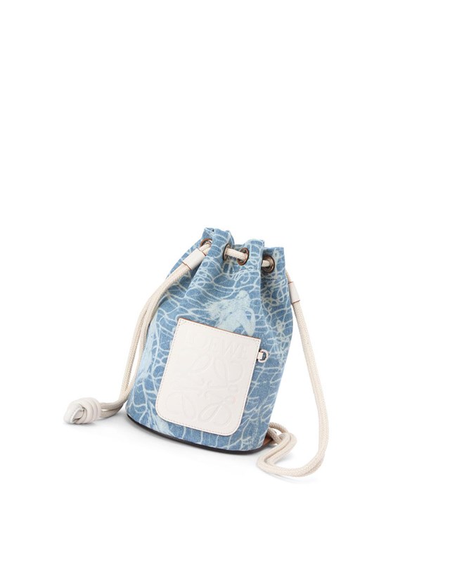 Loewe Small Sailor bag in denim and calfskin Indigo Blanche | 3147ZBWNH