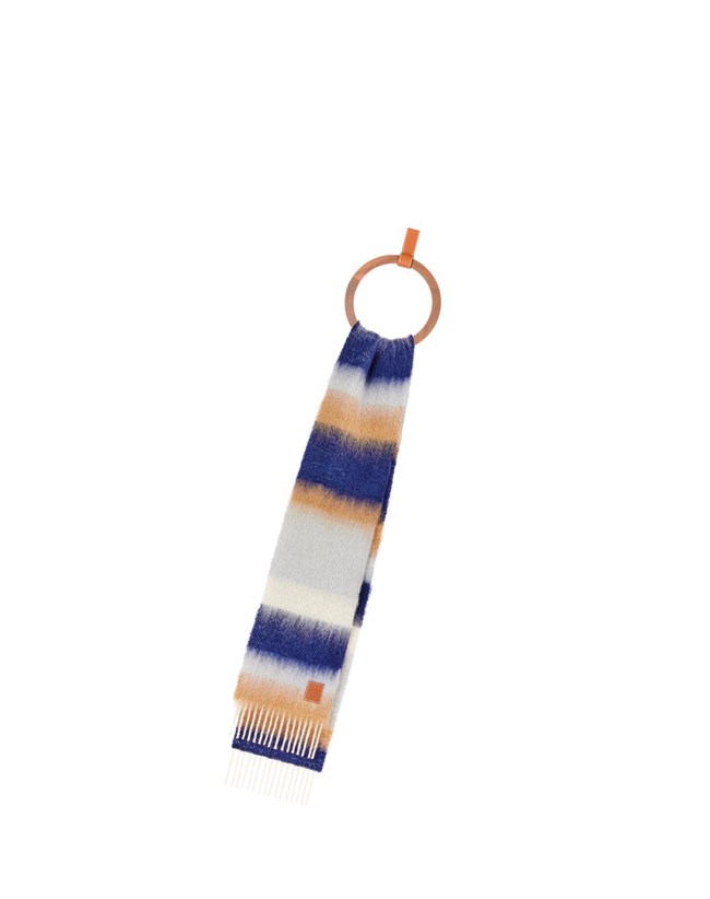 Loewe Stripe scarf in mohair Bleu Marine Bleu Multicolore | 1097PGZMN