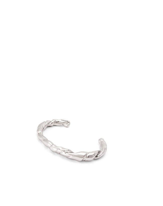 Loewe Thin nappa twist cuff in sterling silver Argent | 9038FMHUD