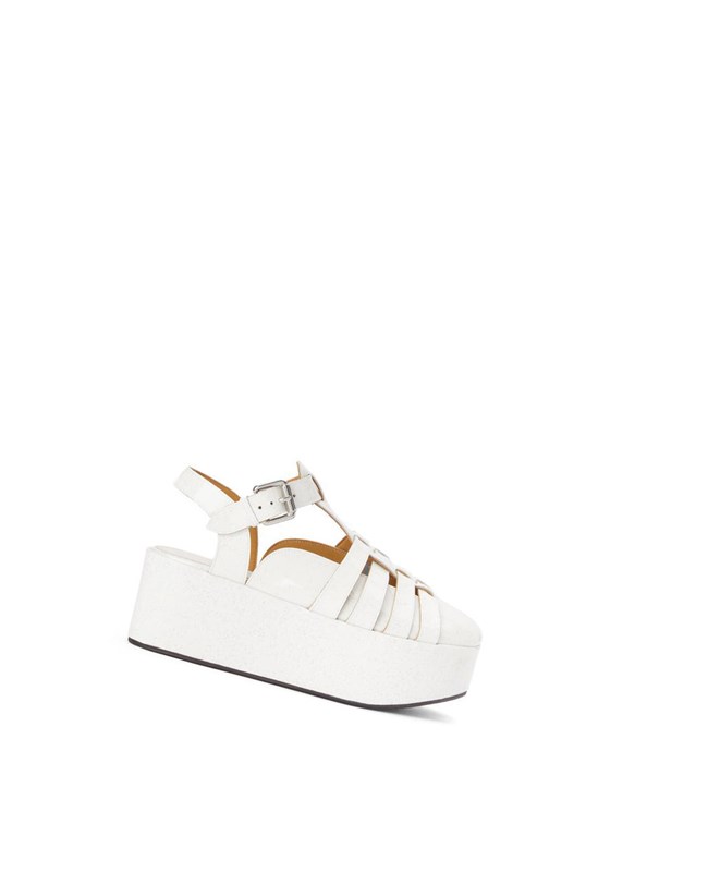 Loewe Wedge sandal in calfskin Blanche | 4370AQRSW