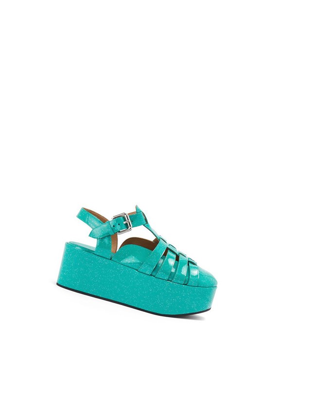 Loewe Wedge sandal in calfskin Turquoise | 2931LAKPQ