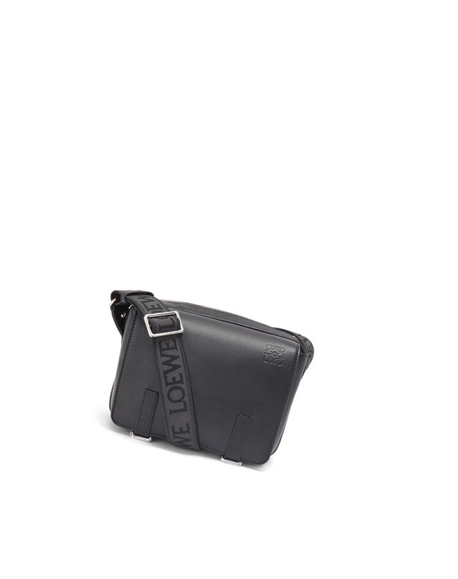 Loewe XS Military messenger bag in supple smooth calfskin and jacquard Noir | 8146YIFQV